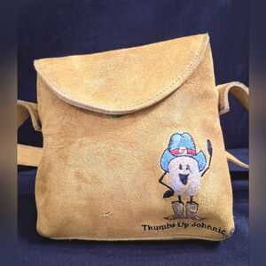 Crossbody Bag with Cartoon Design Thumbs Up Johnnie Yellow Suede  Small